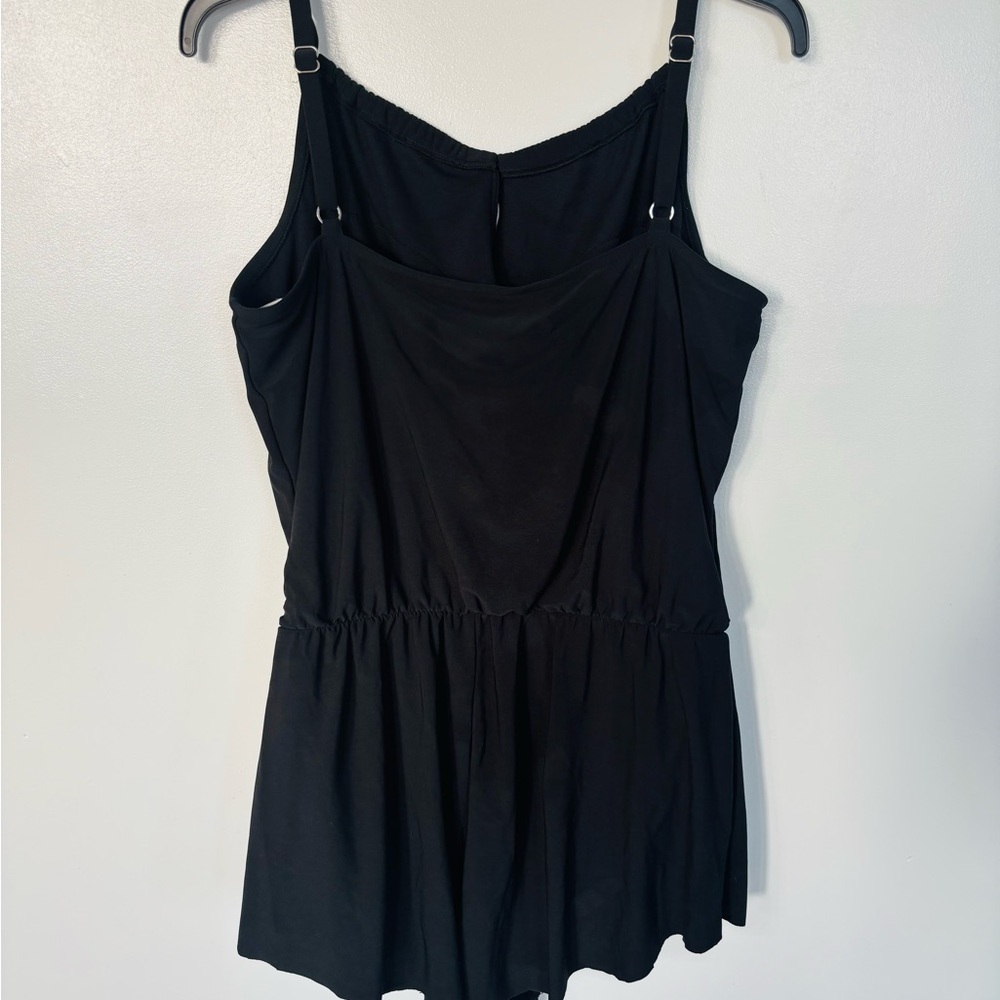 Aqua Green Women's UPF 50 High Neck Swim Romper W/Pockets L (12-14) Black - Picture 3 of 6